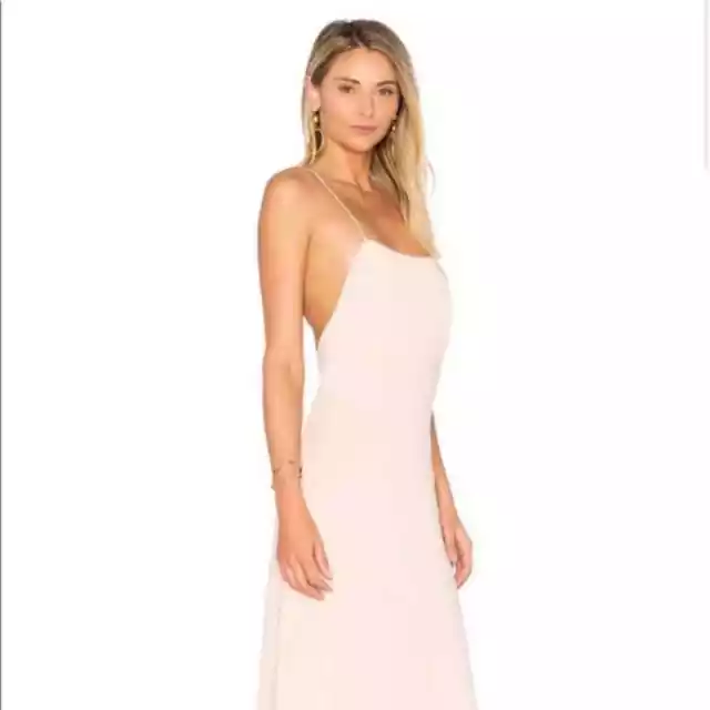 NWT Privacy Please Elm Satin Maxi Dress Slit Pink Womens Extra Small