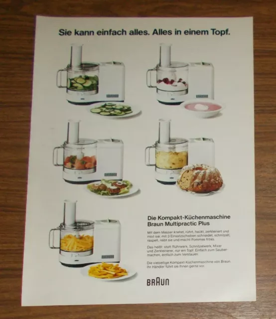 Seltene Werbung BRAUN MULTIPRACTIC PLUS Kompakt-Küchenmaschine 1982