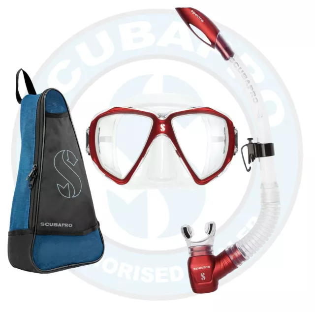 Scubapro Spectra Mask ,Clear/Red With Snorkel & Carry Bag