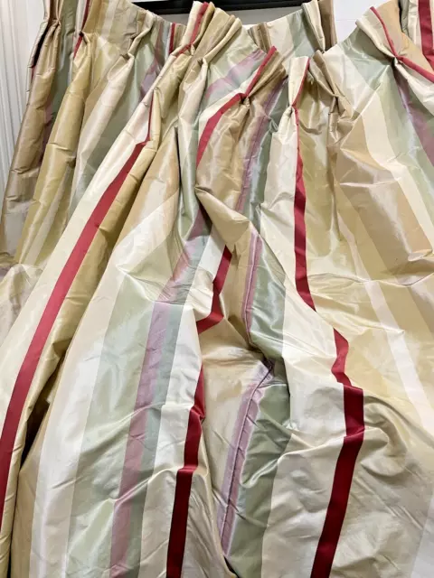 LAURA ASHLEY SILK COUNTRY HOUSE Gold red INTERLINED LARGE CURTAINS 31WX68D