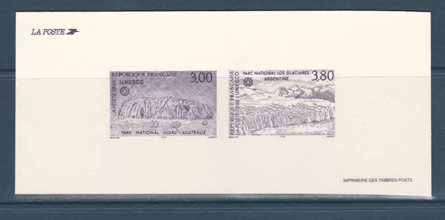 gravure épreuve  paire UNESCO Uluru Australie  Los Glacières Argentine    1996