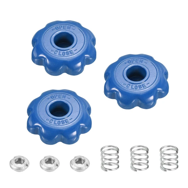 64mm Diámetro Mano Rueda, 3pzs Aluminio Aleación Mango con Resorte Tuerca, Azul