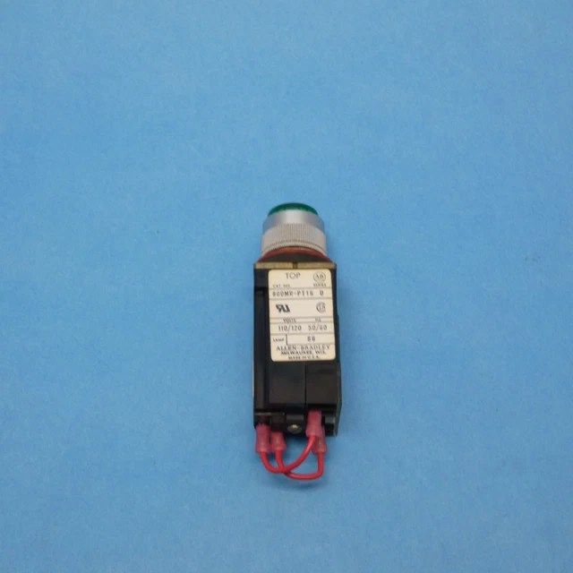 Allen Bradley 800MR-PT16G /D Pilot Light W/Test 22.5 MM Round Metal 120VAC Green