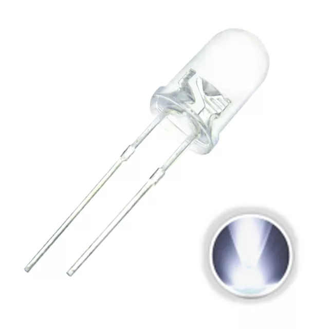 50 - 1000 Stk. LED 3mm 5mm rund weiss, warmweiss, blau, gelb, grün, rot, 12 Volt