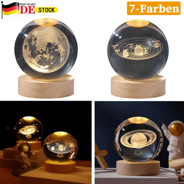 LED Kristallkugel Nachtlicht – 7 Farbige Kugeln Auf Holzsockel, USB, Perfekt Als Deko & Geschenk