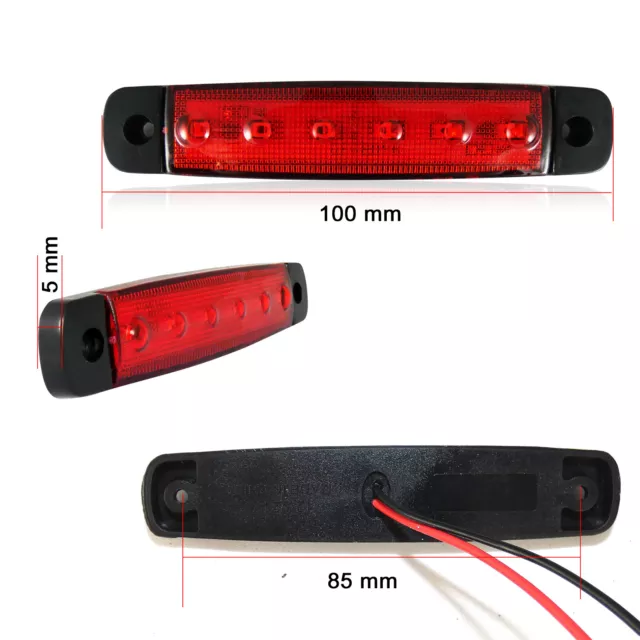 Rouge 24v Smd 6 Led Feu De Gabarit Avant Arriere Pour Camion Remorque Caravane 2