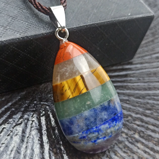 7 Chakra Natural Stone Pendant Necklace Healing Gemstone Crystal Energy Necklace 3