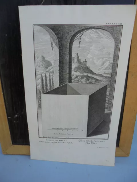 23092 Corrinus Kupferstich eine Mas Moses 1. Buch Vers 6 antikes Maß 1730
