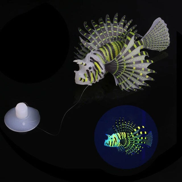 Aquarium Artificial Luminous Lionfish Fish Tank Landscape Silicone Fake Fish Flo
