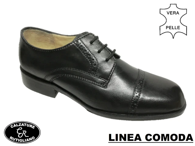 Scarpe Uomo Classiche Confort Pelle Nappa Nero Eleganti Linea Comoda Baroni 110