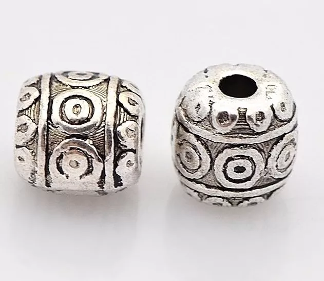 Tibet Silber Perlen Spacer Metallperlen 6mm Oval  15stk Antik M89