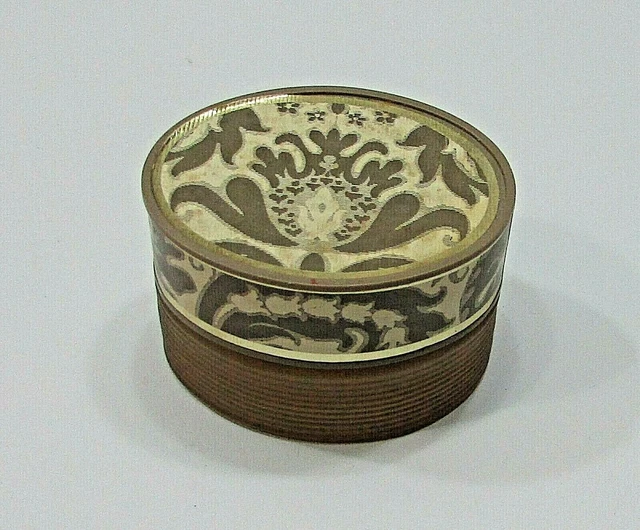 Vintage Avon Brocade Cream Sachet Oval Glass Vanity Jar Almost Empty FREE S/H