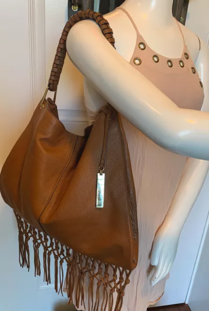 Vince Camuto Rae Brown Large Leather Tote w/Fringes