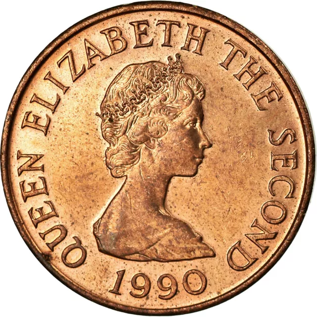 [#756708] Münze, Jersey, Elizabeth II, Penny, 1990, VZ, Bronze, KM:54