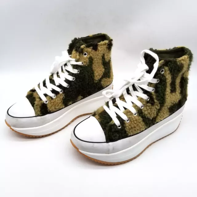 madden girl Women Camo Green Fur Winnona Flatform Sneakers 5