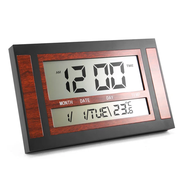 Horloge Numérique Murale 15 Pouces - Date, Température, Alarme, Automatique