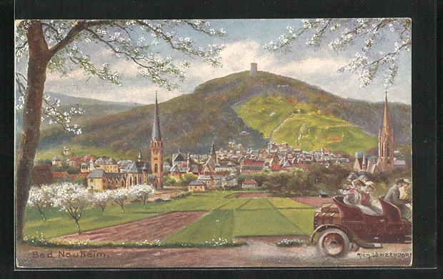 AK Bad Nauheim, Ortsansicht mit Kirche 1924