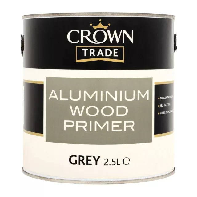 Crown Trade Aluminium Wood Primer, 2.5L, Grey, Self Knotting