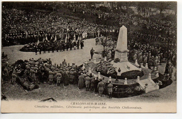 CHALONS SUR MARNE - Marne - CPA 51 - Militaires cimetiere ceremonie Monument