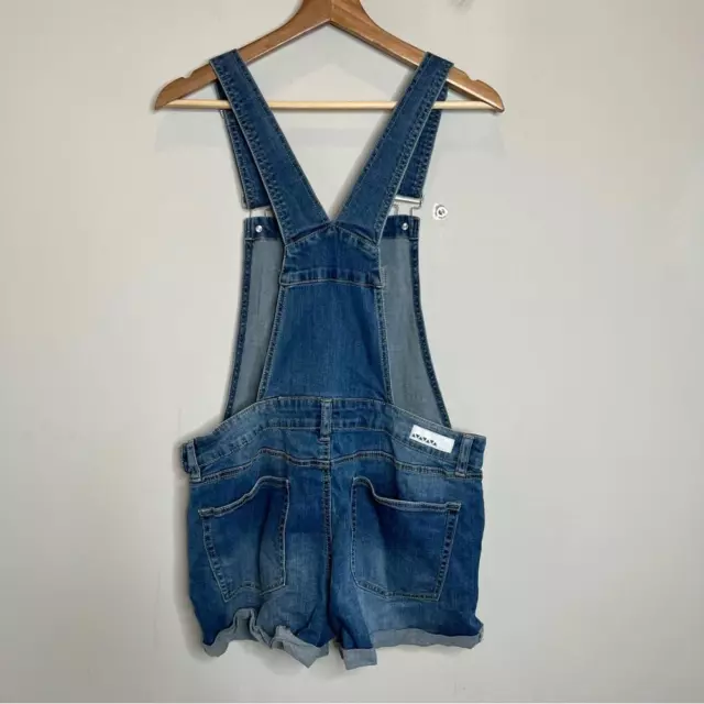 Dollhouse Womens Juniors Size 13 Distressed Stretch Denim Shortalls Romper Blue 3