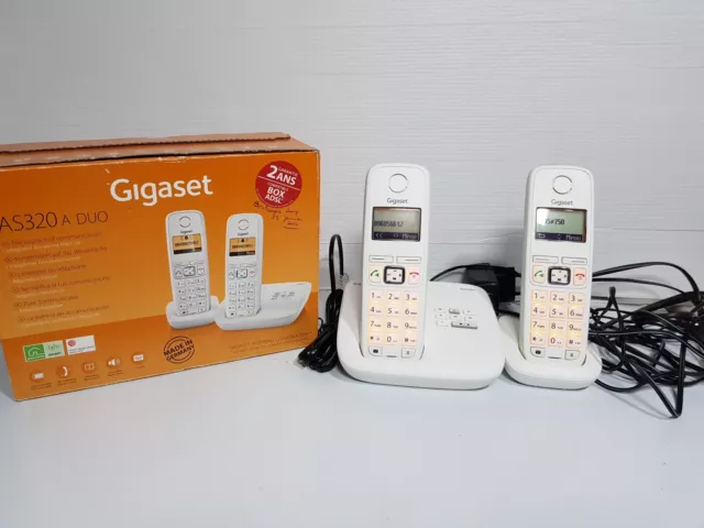 2 combinés Téléphone Fixe SANS FIL  REPONDEUR Gigaset AS320 TRES BON ETAT DECT