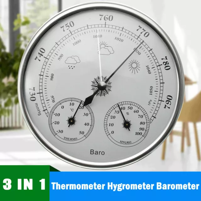 130MM 970-1040hPa Wall Hanging Weather Station Thermometer Barometer Hygrometer