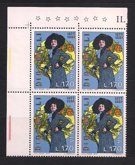 Italia 1977 Quartina 50° Nascita Diana Galli Sassone  N°1398 Nuovo  Mnh** Lusso