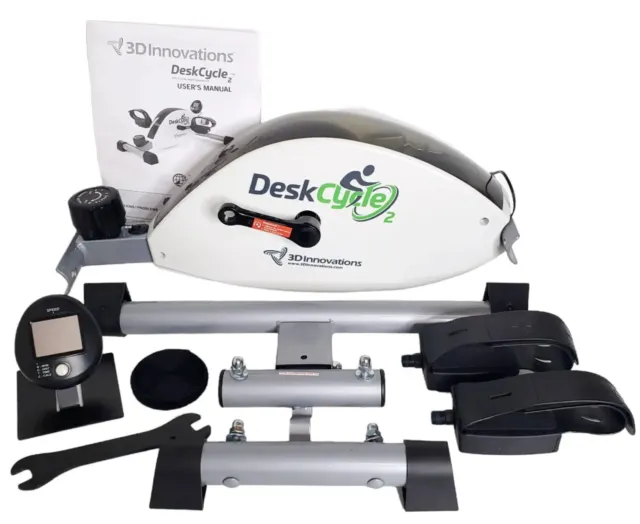 DeskCycle 2 Under Desk Bike Pedal Exerciser with Adjustable Leg - White