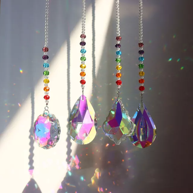 Big Crystal Glass Chandelier Light Ball Prism Hanging Suncatcher Drops Colorful
