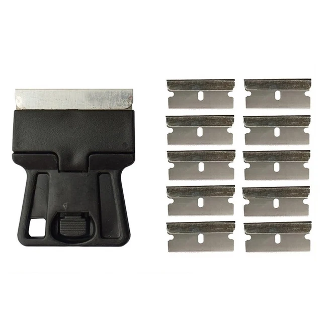 Mini Rasoir Grattoir W/10pc de Rechange Carbone Métal Lames Colle Retrait Outil