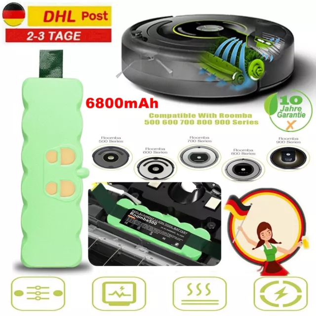 6800mAh Li-ion Akku Für iRobot Roomba 500 595 600 650 700 770 774 775 800 900 V+