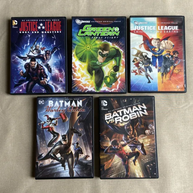 DC Animated Movie Lot (DVD 5-Film Set) Batman Robin Harley Quinn Justice League+