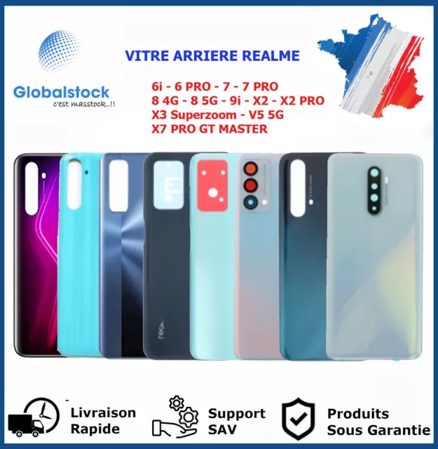 Vitre arrière Realme 6i/6 Pro/7 7 Pro/8 4G 5G/9i/X2 Pro/X3 S/GT M/V5 5G + Logo