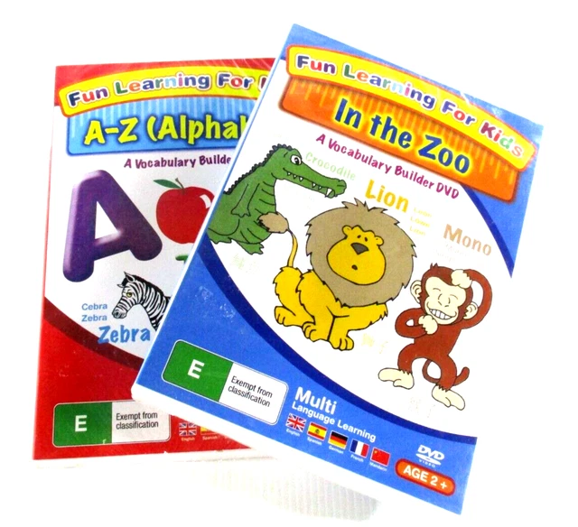 FUN LEARNING FOR Kids A-Z Alphabet and In The Zoo DVDs Multi Language ...