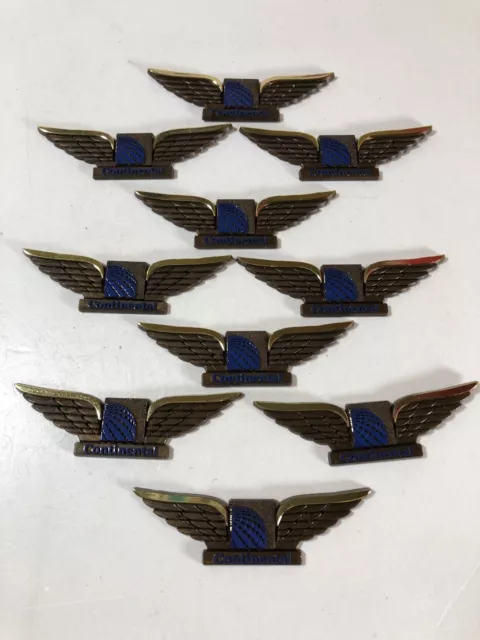 Vintage Continental Airlines Pilots Wings Plastic With Sticker Back Lot Of 10