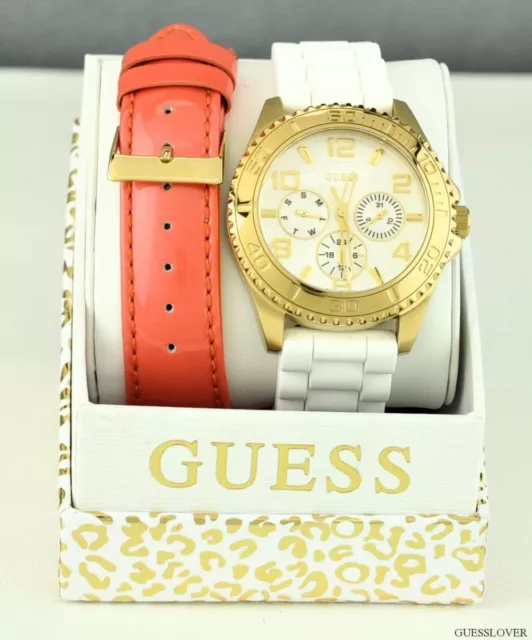 FREE Ship USA Chic Ladies Watch GUESS Rubber Leather New U0422L2 Prime Lovely