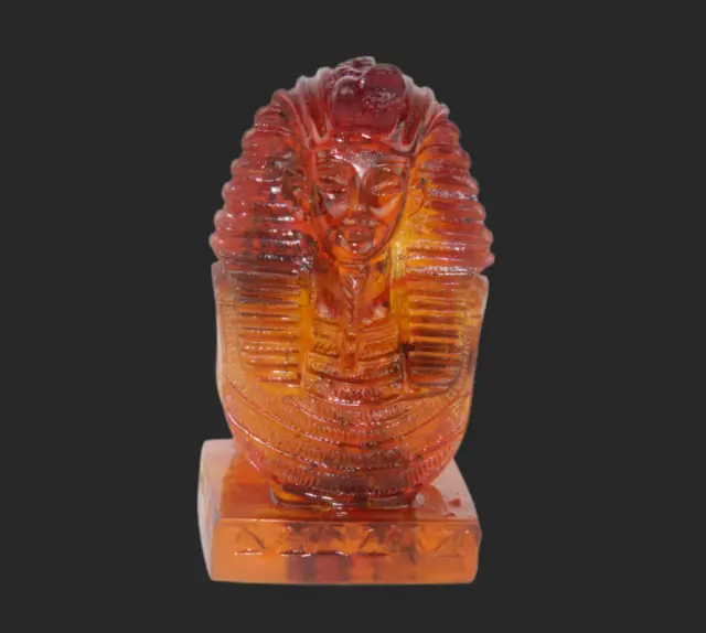 RARE ANCIENT EGYPTIAN ANTIQUE King Tut Statue Amber Stone Egypt History (A+)