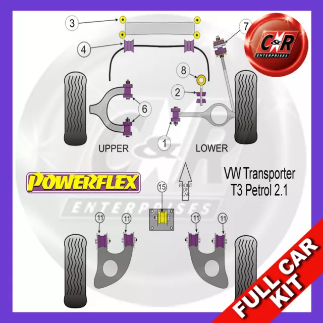 Powerflex Complete Bush Kit For VW T25/T3 Type 2 All 2.1 Petrol Models 1986-1992