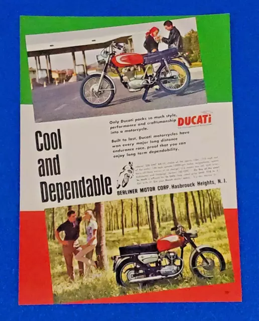 1968 DUCATI 250cc MK-III & 160cc OHC VINTAGE MOTORCYCLES ORIGINAL COLOR PRINT AD