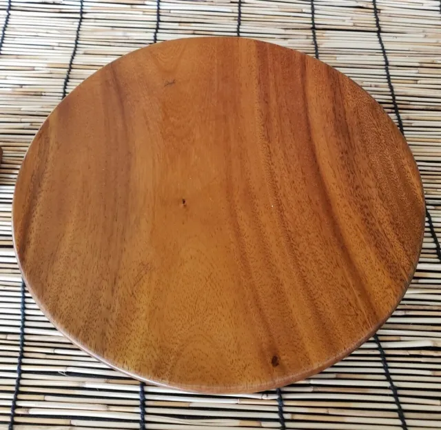Vintage Koa Wood Hawaii Charger Platter Carved Luau Plate Tiki   Bar