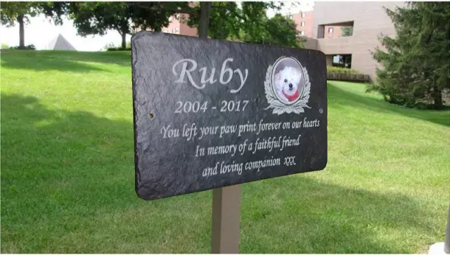 Pet Photo Memorial Plaque - Slate Grave Marker - Personalised Message & Photo