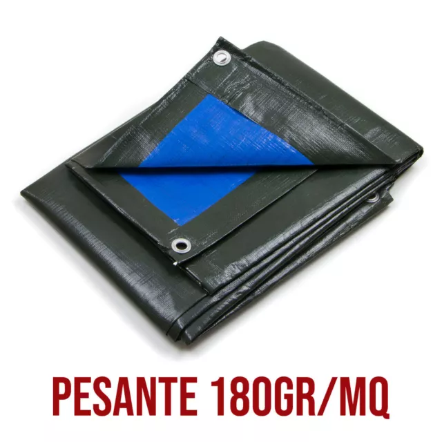 Telo Pesante Occhiellato Verde Blu Impermeabile copritutto multiuso Varie Misure