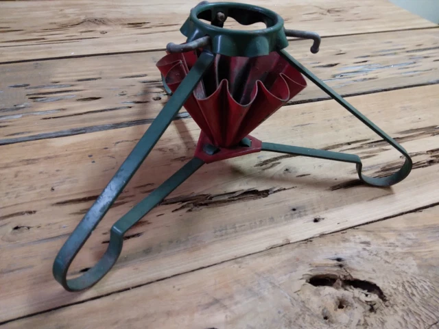 Vintage Ornate cast iron green three-legged Christmas Tree Stand old Retro deco