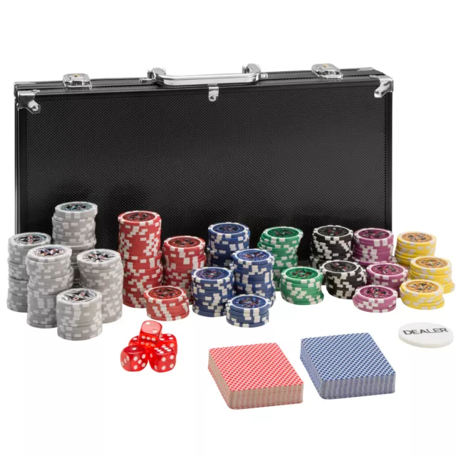 Mallette Poker 300 laser jetons de poker set de poker cards alu valise argent