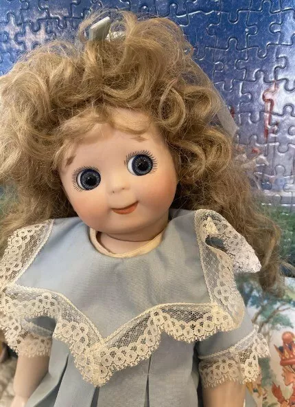 Sheer Elegance Bisque Doll Googly Big Eye Blonde Girl Doll