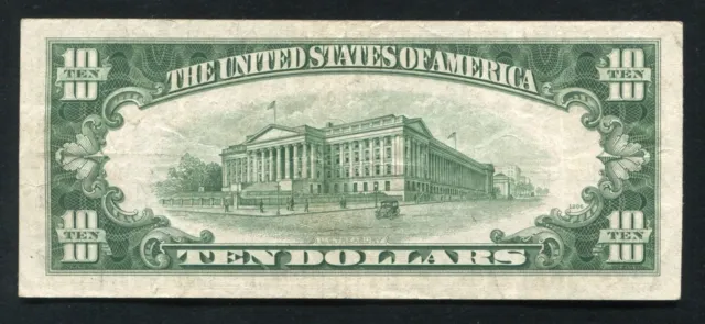 1934-D $10 Ten Dollars Silver Certificate Currency Note Very Fine+ 2
