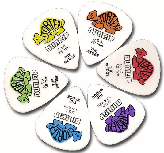 Dunlop 424 Tortex Wedge Guitar Picks Plectrums - Todos los calibres - Pack de 12