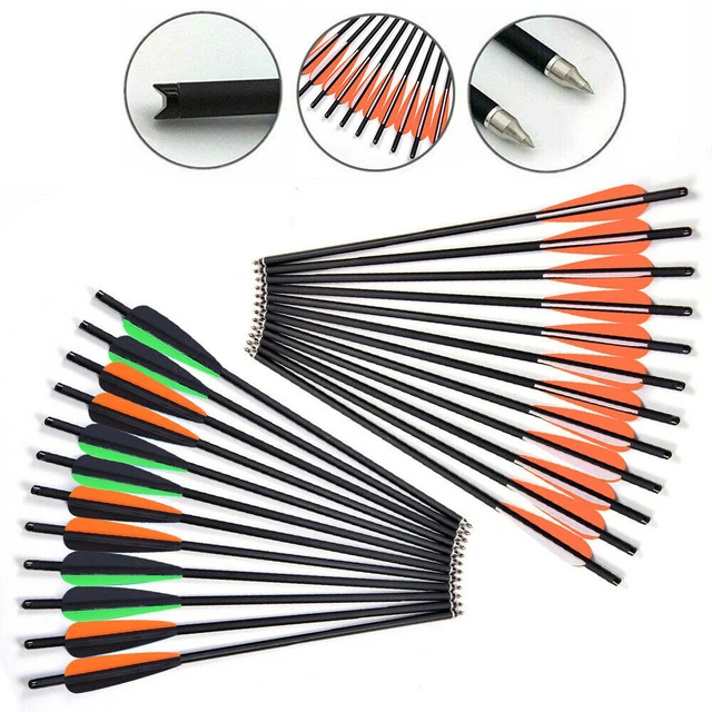 12pcs 20" Archery Hunting Carbon Crossbow Bolts Half Moon Nock OD 8.8mm Arrows