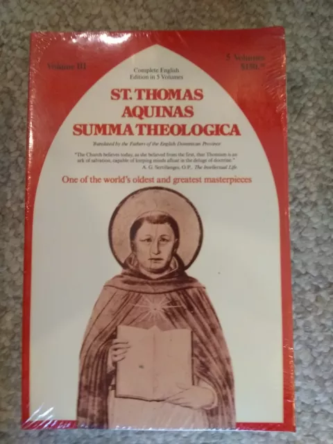 SUMMA THEOLOGICA, VOLUME III  By St Thomas Aquinas *Excellent Condition*