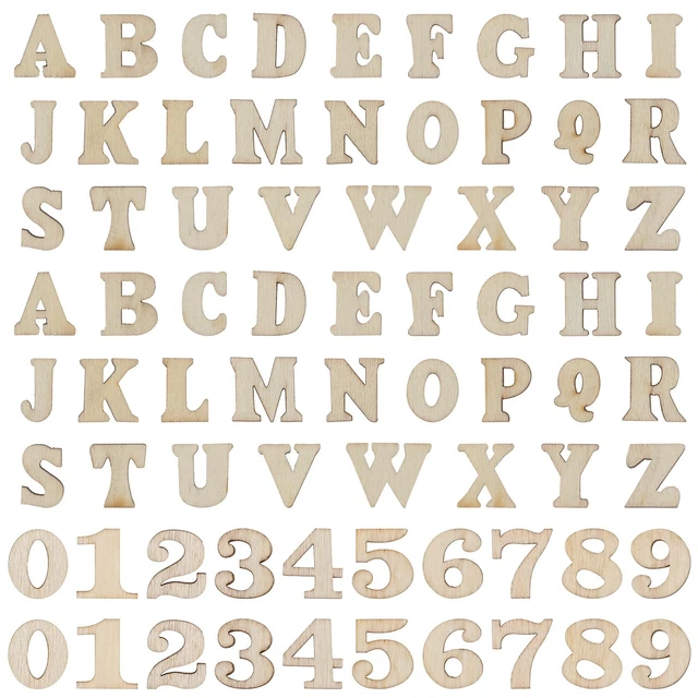 Lot De 204 Lettres Et Chiffres En Bois Brut - 1,5 Cm - Pour Bricolage, Déco, Projets Créatifs Ou éducatifs - 14